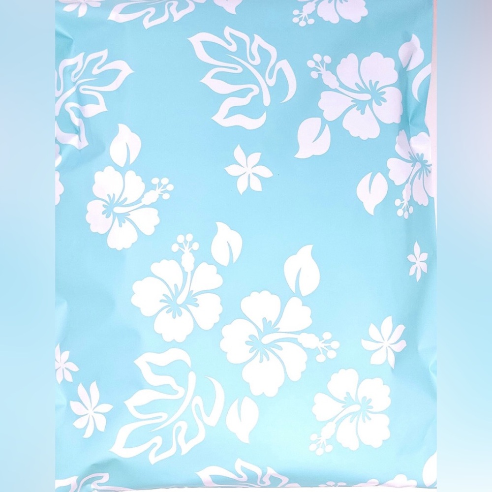 Light Blue Floral Poly Mailer - Pack of Shipping Bags